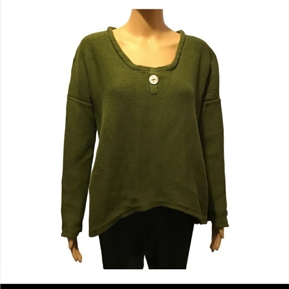 Pure Sweater Handknit Forrest Green Womens Size L XL